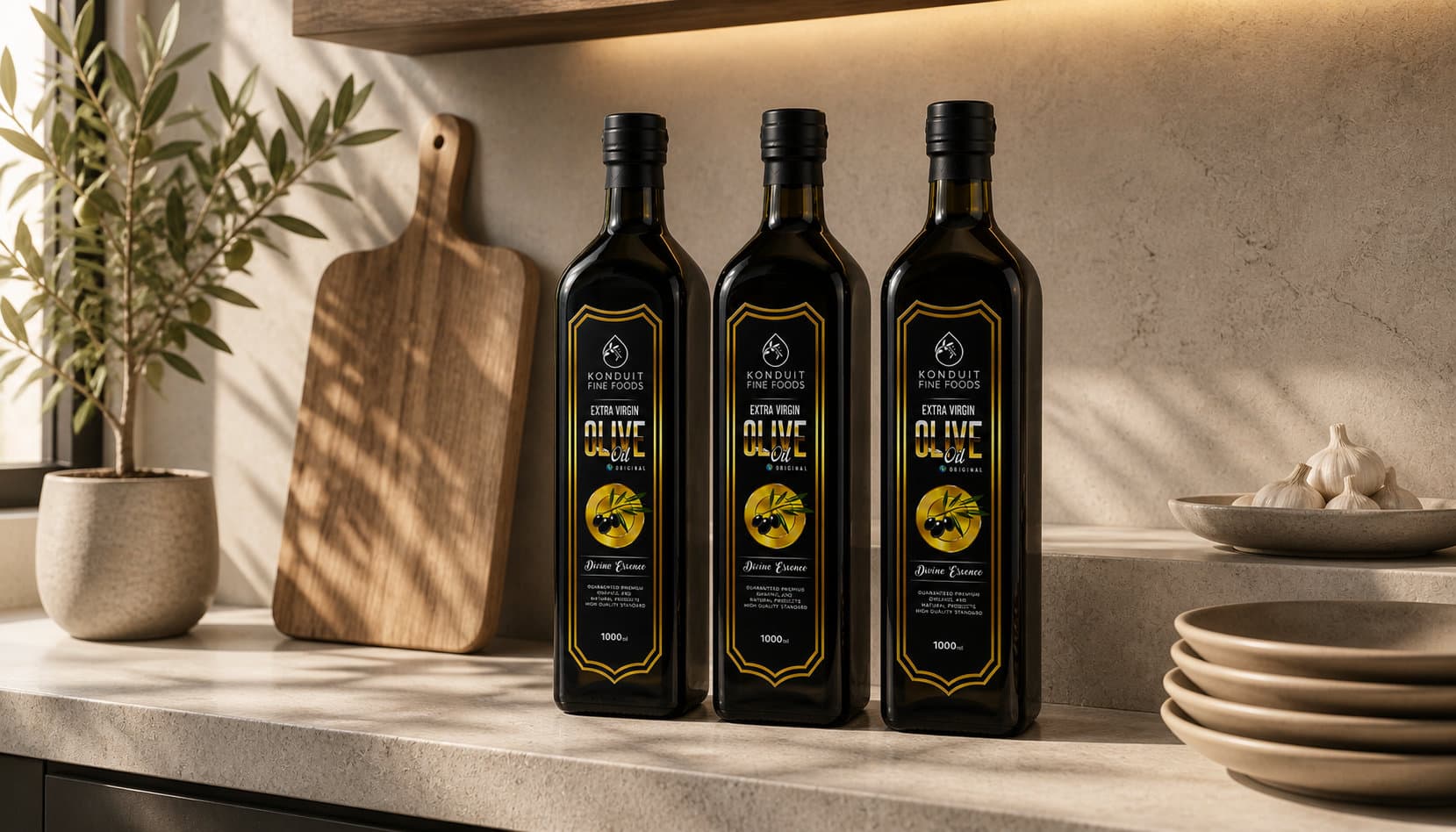 Konduit Origins bottles on a kitchen counter